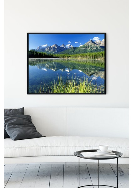 Dağ ve Göl Manzara Çerçeveli Tablo 21 x 30 cm