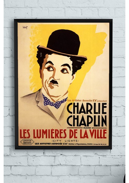 City Lights-Şehir Işıkları Charlie Chaplin Film Afişi Çerçeveli Tablo 3 21 x 30 cm