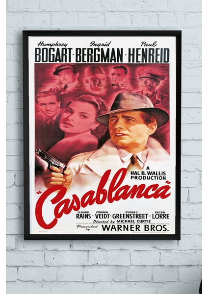 Casablanca-Kazablanka Film Afişi Çerçeveli Tablo 21 x 30 cm