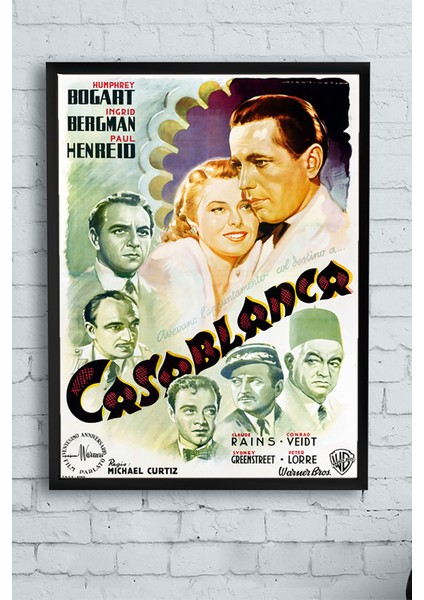 Casablanca Film Afişi Çerçeveli Tablo 3 30 x 40 cm