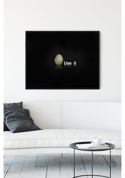 Beynini Kullan Eğlenceli Mizahi Çerçeveli Tablo 21 x 30 cm