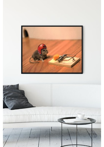 Cesur Fare Eğlenceli Mizahi Çerçeveli Tablo 21 x 30 cm