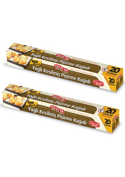 Hazır Kesilmiş Yağlı Pişirme Kağıdı 20'li x 2 - 40 Yaprak 42 x 37 cm