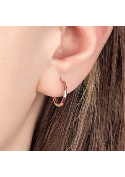 Taşsız Rose Gold Halka Gümüş Küpe