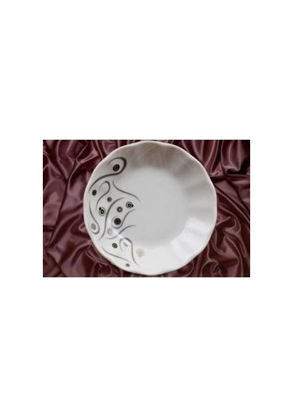 Çay Tabağı Siyah Beyaz Yakamoz Model 6'lı