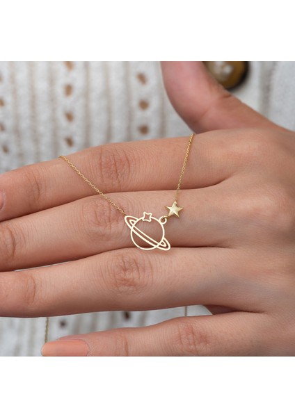 Gümüş 925 Ayar Gezegen Kolye