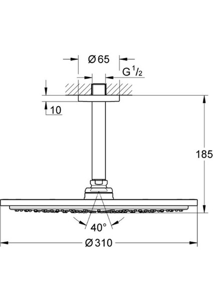 Rainshower Cosmopolitan 310 Tepe Duşu Seti 142 Mm, Tek Akışlı 26067A00