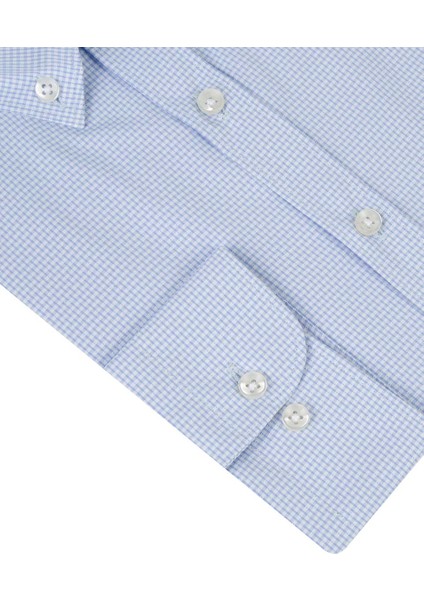 Slim Fit Mavi Armürlü Gömlek 4EF02XT04259D fırsatları