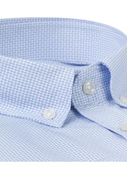 Slim Fit Mavi Armürlü Gömlek 4EF02XT04259D modelleri