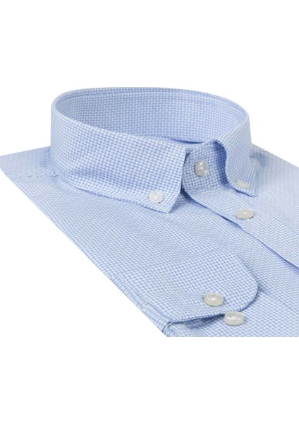 Slim Fit Mavi Armürlü Gömlek 4EF02XT04259D fiyatları