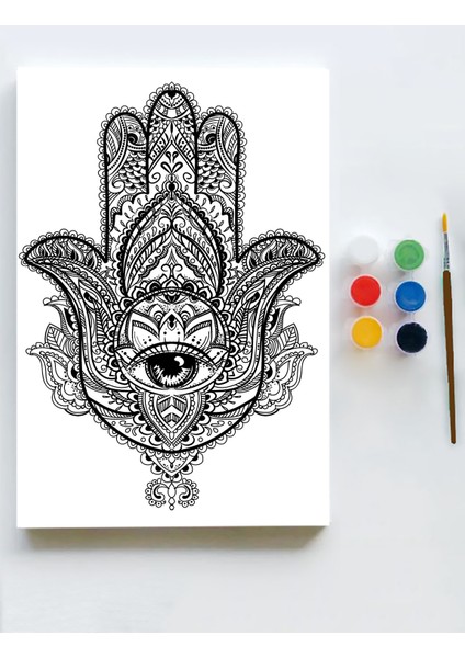 Fatmanın Eli Mandala Tuval Kanvas Tablo Boyama Hobi Seti 50 x 70 cm