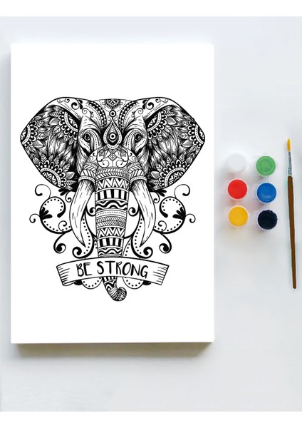 Fil Mandala Tuval Kanvas Tablo Boyama Hobi Seti 40 x 60 cm