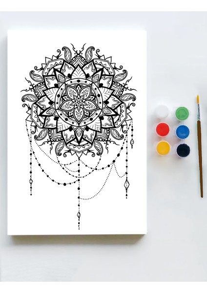 Mandala Tuval Kanvas Tablo Boyama Hobi Seti 6 70 x 100 cm Büyük+ Boy