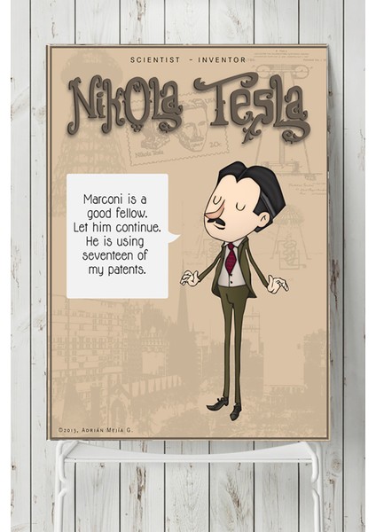Nikola Tesla Bilimsel Poster 40 x 60 cm