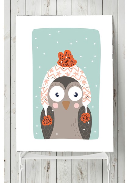 Baykuş Kış Çocuk Odası Poster 40 x 60 cm