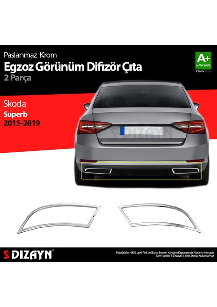 Skoda Superb Krom Egzoz Çıkışı 2 Parça 2015-2019