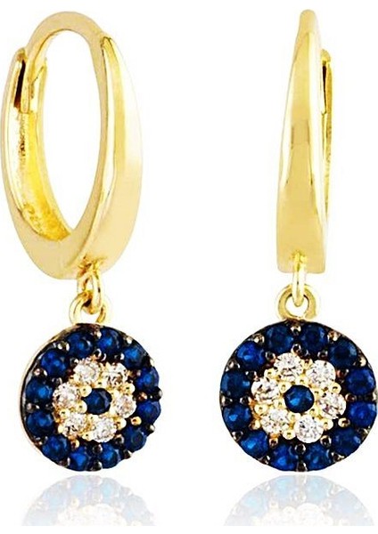 Sosyeteli Altın Sallantılı Küpe 14K Gold Taşlı