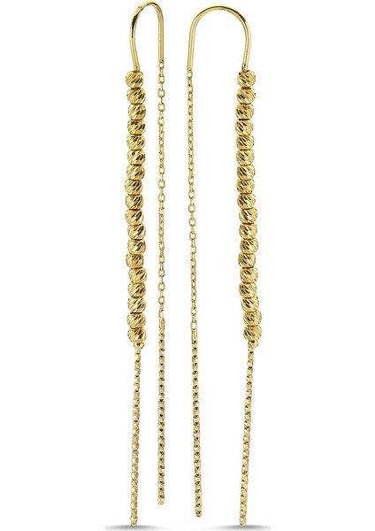 Dorikalı Altın Küpe 14K Sarı Gold 7,0 cm