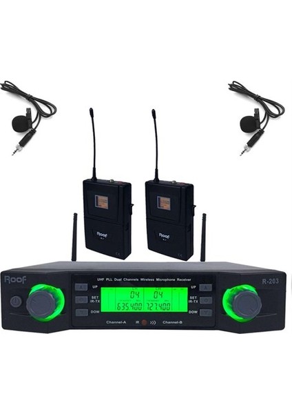 R-203 2 Yaka Uhf Band 2 Kanal Kablosuz Mikrofon