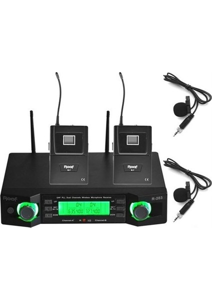 R-203 2 Yaka Uhf Band 2 Kanal Kablosuz Mikrofon