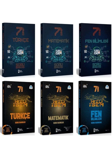 7. Sınıf Farklı ve Hızlı Türkçe Matematik ve Fen Soru Bankası Seti (6 Kitap)