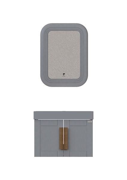 Pio 70 cm Matt Anthracite Banyo Dolabı Mat Antrasit Ahşap Kulplu