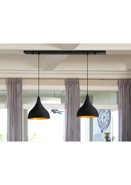 Ikili Uzun Siyah Sarkıt Avize