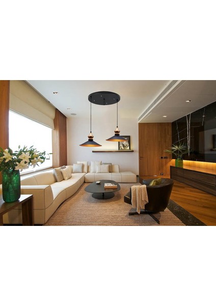 Ikili Salon Circle Siyah Avize modelleri