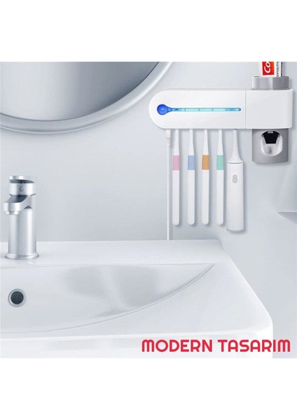 Antibakteriyel 3in1 Diş Fırçası ve Macun Tutucu Uv Sterilize