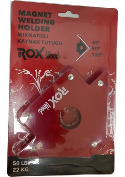 Rox Wood 0072 Manyetik Açılı Kaynak Tutucu Mıknatıs Gönye 50 Lbs