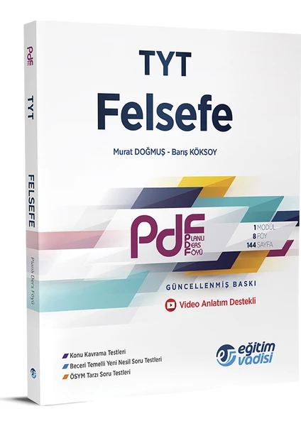 Eğitim Vadisi Yayınları TYT PDF Felsefe Video Anlatım Destekli