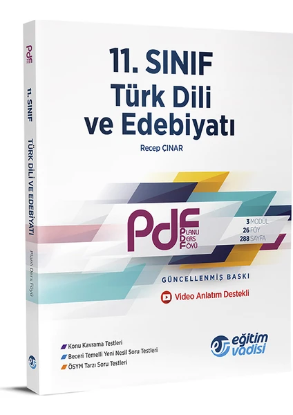 Eğitim Vadisi Yayınları 11.Sınıf PDF Türk Dili Ve Edebiyatı Video Anlatım Destekli