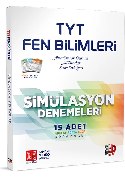 3D Yayınları TYT Fen Bilimleri 15'li Simülasyon Denemeleri Tamamı Video Çözümlü