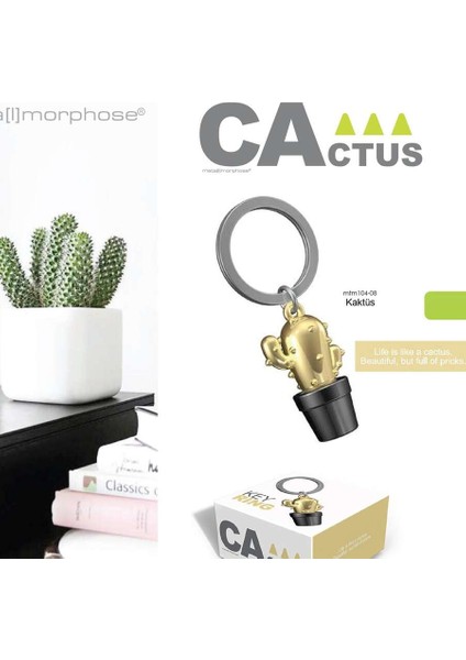 Cactus Kaktüs Anahtarlık Dore Siyah