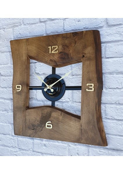 Doğal Masif Ahşap Kare Duvar Saati 50 x 50 cm fiyatları