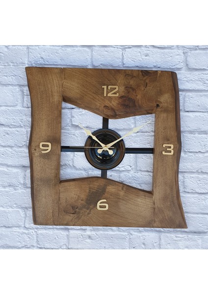 Doğal Masif Ahşap Kare Duvar Saati 50 x 50 cm modelleri