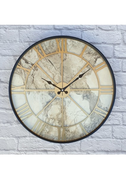 Metal Kasalı Mermer Desenli Duvar Saati modelleri