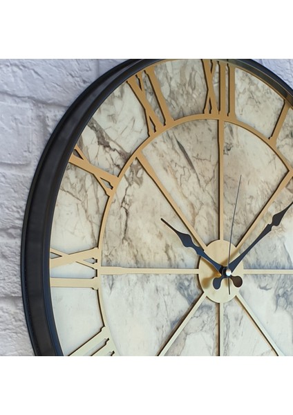 Metal Kasalı Mermer Desenli Duvar Saati fırsatları