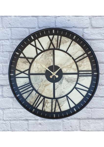 Metal Kasalı Mermer Desenli Altın Duvar Saati modelleri