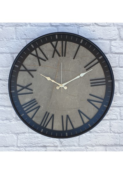 Metal Kasalı Mermer Desenli Duvar Saati modelleri