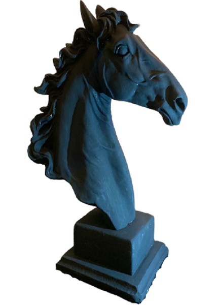 At Büst Heykel Mat Siyah