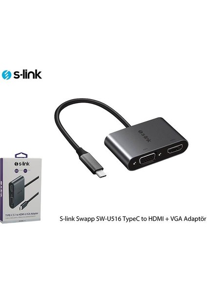 Swapp SW-U516 Typec To HDMI + VGA Adaptör