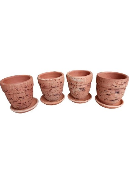 Armenbotanik 4 Adet Antik Görünümlü Toprak Saksı 12 x 12 cm