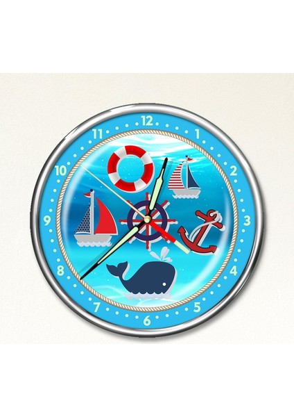 Premium Gece Parlayan Denizci Çocuk Odası Duvar Saati PFS-1779