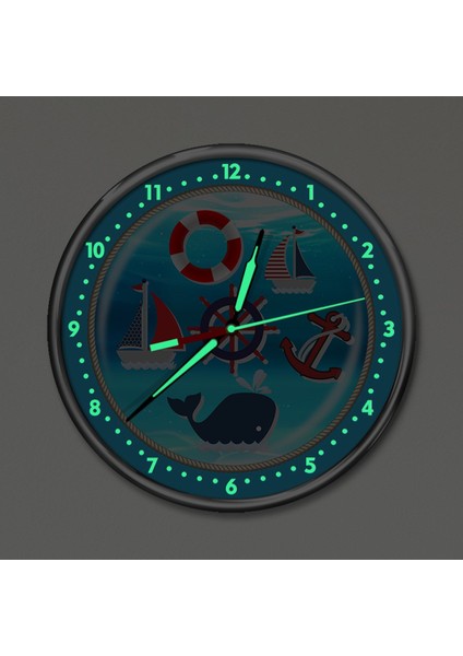 Premium Gece Parlayan Denizci Çocuk Odası Duvar Saati PFS-1779 fiyatları