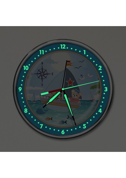 Premium Gece Parlayan Denizci Çocuk Odası Duvar Saati PFS-1778 fiyatları