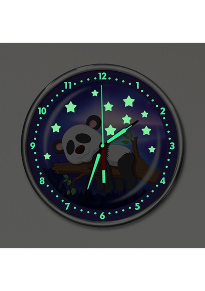 Premium Gece Parlayan Uykucu Panda Çocuk Odası Duvar Saati PFS-1780 fiyatları