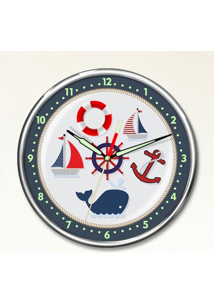 Premium Gece Parlayan Denizci Çocuk Odası Duvar Saati PFS-1731