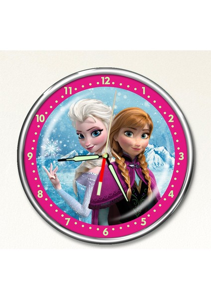 Premium Gece Parlayan Frozen Elsa Çocuk Odası Duvar Saati PFS-1789