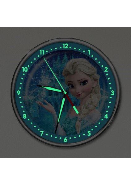 Dekor Loft Premium Gece Parlayan Frozen Elsa Çocuk Odası Duvar Saati PFS-1786